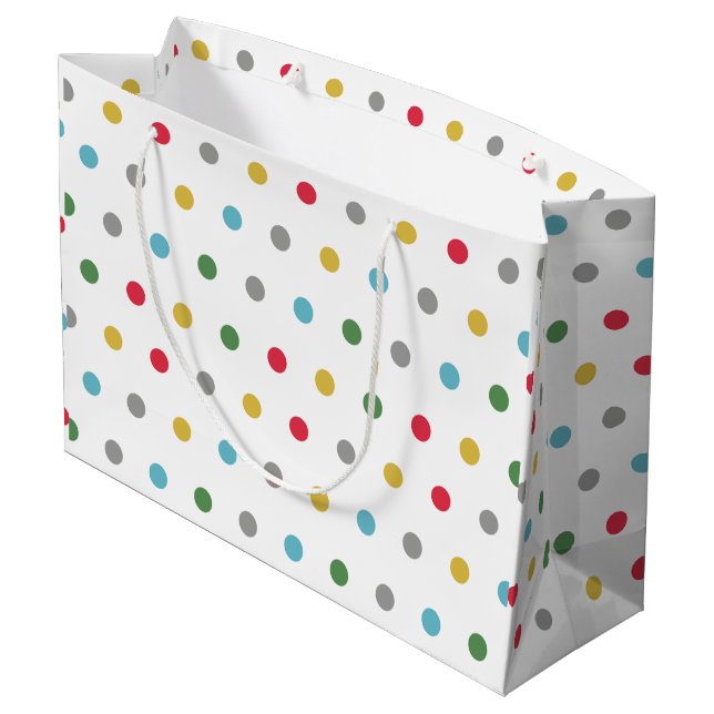 Cute colourful polka dots pattern large gift bag (Back Angled)