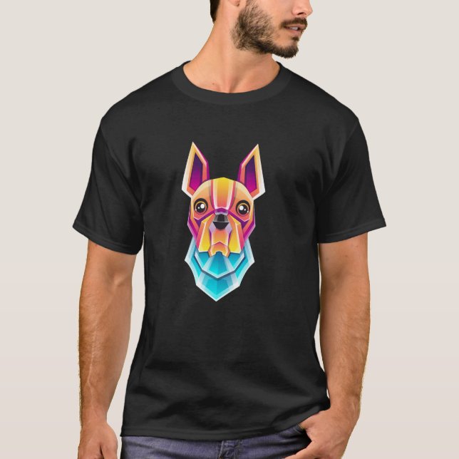 Cute Colourful Polygonal Dog Head T-Shirt (Front)