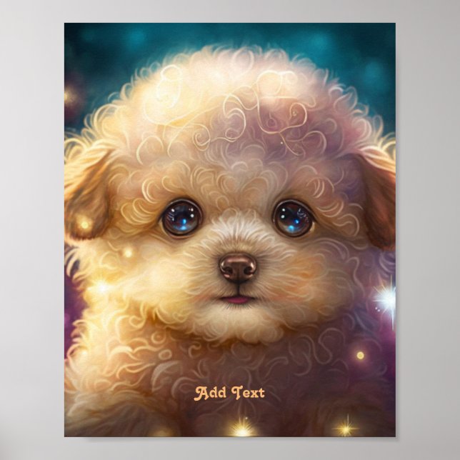 Cute Colourful Poodle Puppy Dog Pet Nursery Poster (Front)