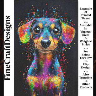 Cute Colourful Pop Art Dachshund Dog AX4 Decoupage Tissue Paper