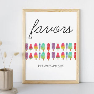 Cute Colourful Popsicle Party Favours Sign