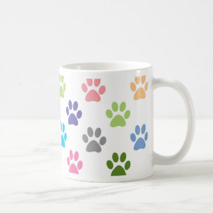 Cute colourful puppy paw prints pattern coffee mug