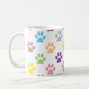 Cute colourful puppy paw prints pattern coffee mug