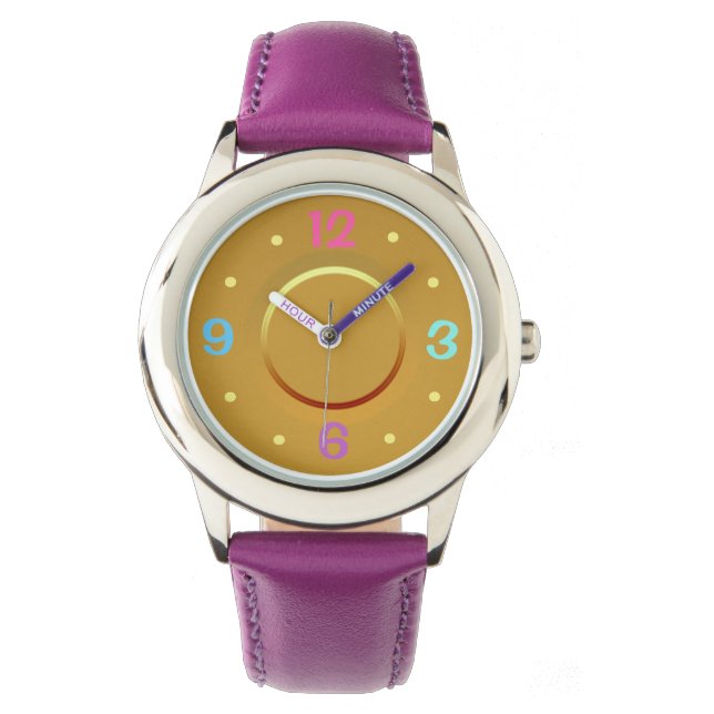 Cute Colourful Purple and Yellow >Girls Watch (Front)
