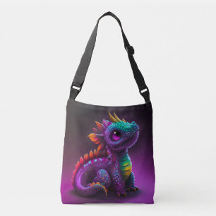 Cute Colourful Purple Dragon Lizard Artwork Crossbody Bag