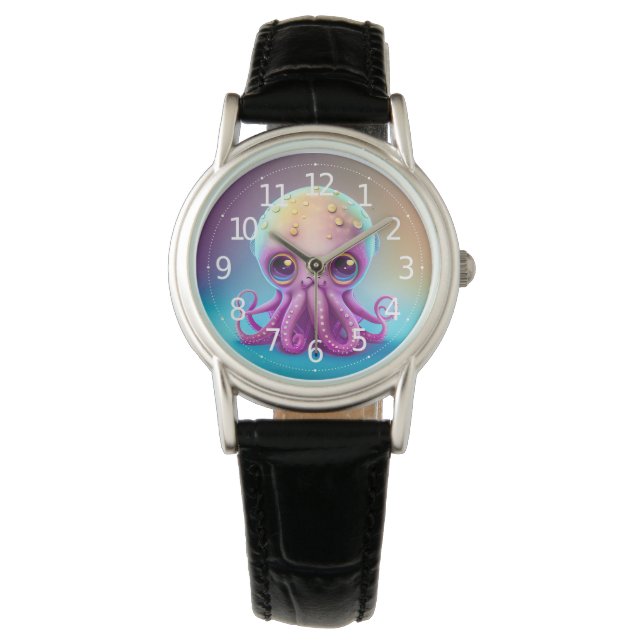 Cute Colourful Purple Octopus Alien Artwork | Watch (Front)