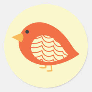 Cute colourful quirky birds classic round sticker