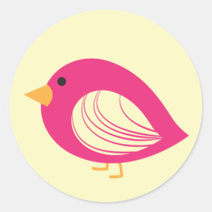 Cute colourful quirky birds classic round sticker