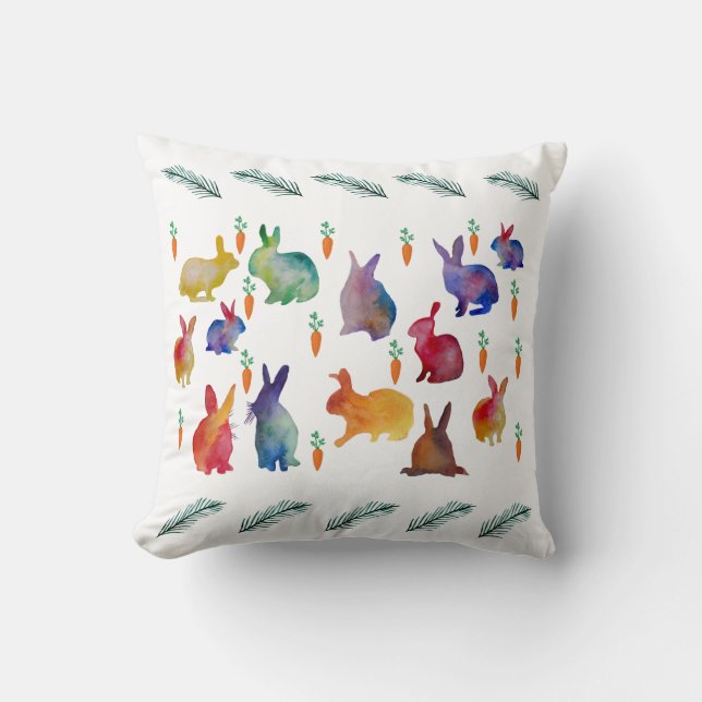 Cute Colourful Rabbits Easter Time Cushion (Front)