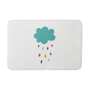 Cute Colourful Rain Cloud "Rain Rain" Decorative Bath Mat