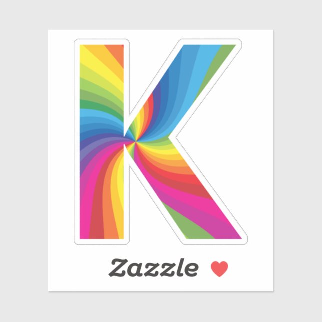Cute Colourful Rainbow Alphabet K (Sheet)