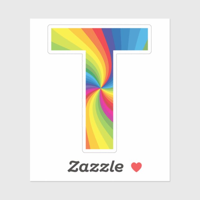 Cute Colourful Rainbow Alphabet T (Sheet)