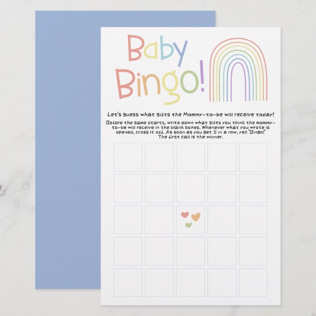 Cute Colourful Rainbow Baby Bingo Game Flyer (Front/Back)