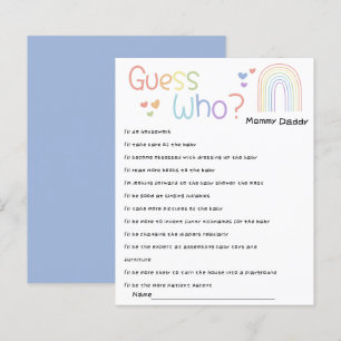 Cute Colourful Rainbow Baby Shower Guess Who Game