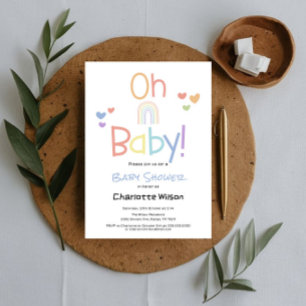 Cute Colourful Rainbow Baby Shower Invitation