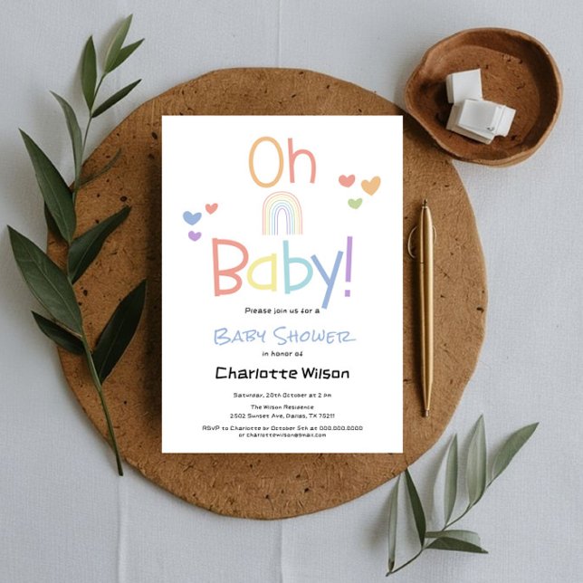 Cute Colourful Rainbow Baby Shower Invitation (Creator Uploaded)