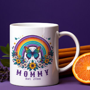 Cute Colourful Rainbow Butterfly New Mummy Gift Coffee Mug