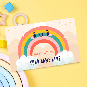 Cute Colourful Rainbow Childcare Babysitting Kids  Business Card