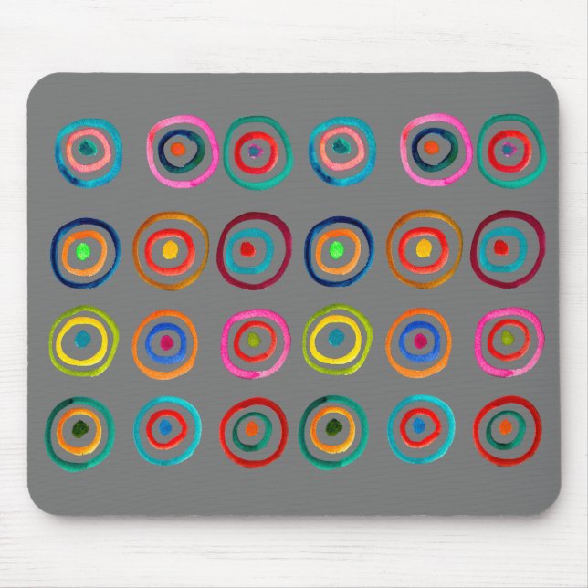 Cute colourful rainbow circles whimsical mouse pad (Front)