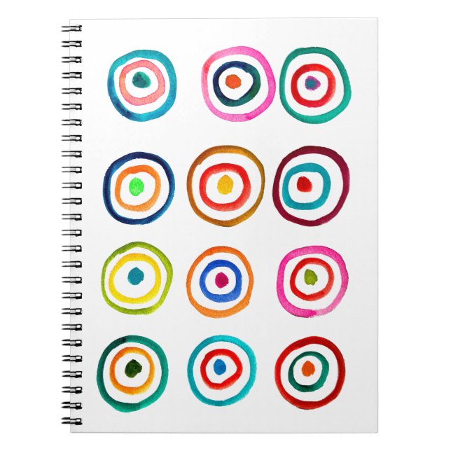 Cute colourful rainbow circles whimsical notebook (Front)