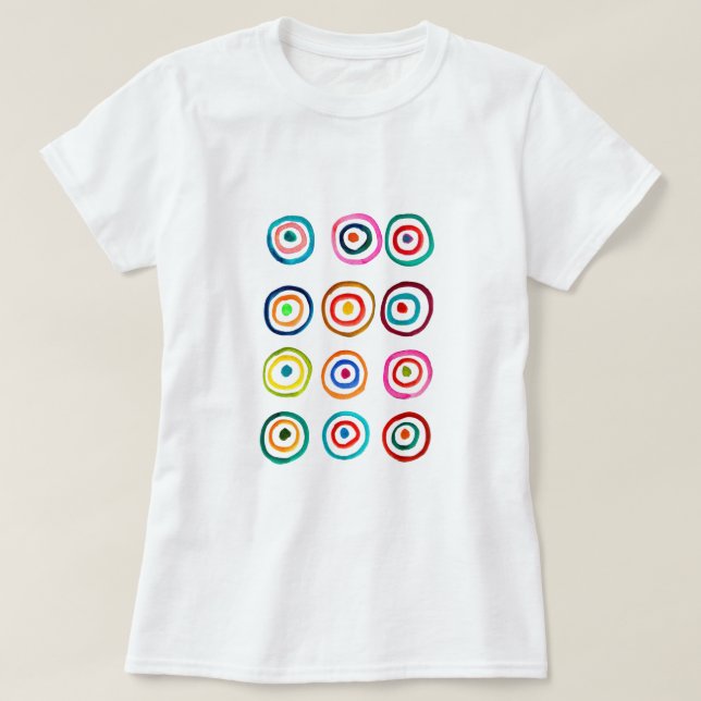 Cute colourful rainbow circles whimsical T-Shirt (Design Front)