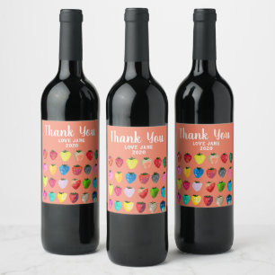 Cute colourful rainbow circles whimsical wine label