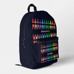 Cute Colourful Rainbow Crayon Personalised Printed Backpack
