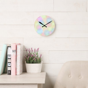 Cute Colourful Rainbow Geometric Circle Pattern Round Clock