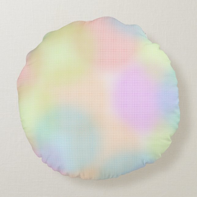 Cute Colourful Rainbow Geometric Circle Pattern Round Cushion (Back)