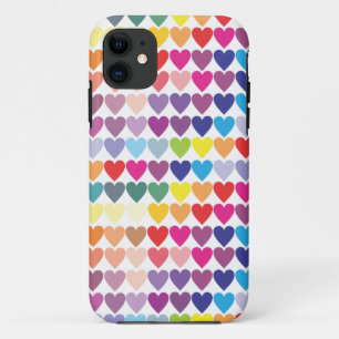 Cute Colourful Rainbow Heart Pattern iPhone 11 Case