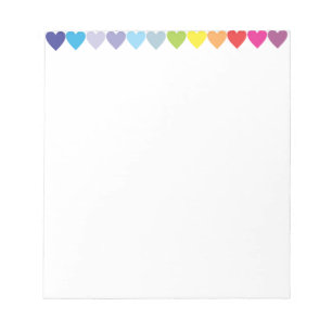 Cute Colourful Rainbow Heart Pattern Notepad