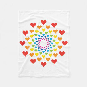 Cute colourful rainbow hearts fleece blanket