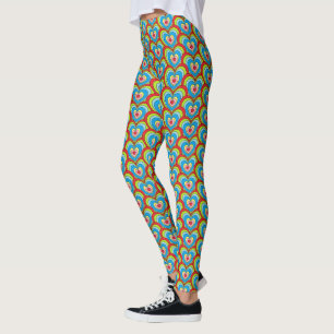 Cute Colourful Rainbow Hearts Pattern Leggings