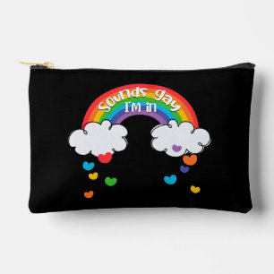 Cute Colourful Rainbow Hearts Sounds Gay I'm In Accessory Pouch