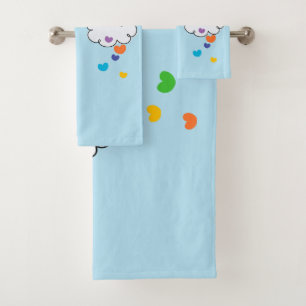 Cute Colourful Rainbow Hearts Sounds Gay I'm In Bath Towel Set