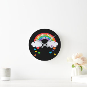 Cute Colourful Rainbow Hearts Sounds Gay I'm In Round Clock