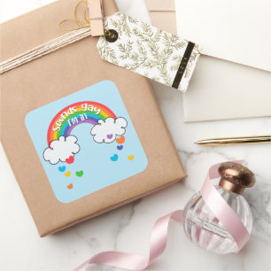 Cute Colourful Rainbow Hearts Sounds Gay I'm In Square Sticker