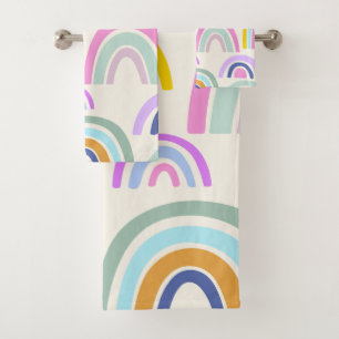 Cute Colourful Rainbow Pattern in Bright Pastels Bath Towel Set