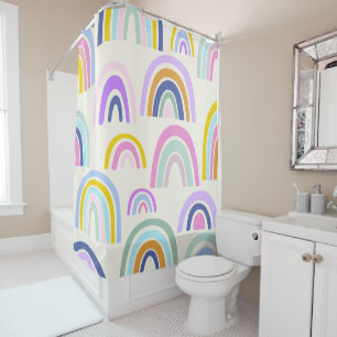 Cute Colourful Rainbow Pattern in Bright Pastels Shower Curtain