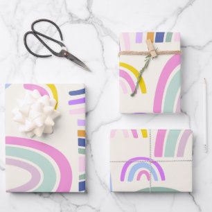 Cute Colourful Rainbow Pattern in Bright Pastels Wrapping Paper Sheet