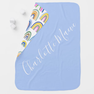 Cute Colourful Rainbow Periwinkle Blue Personalise Baby Blanket