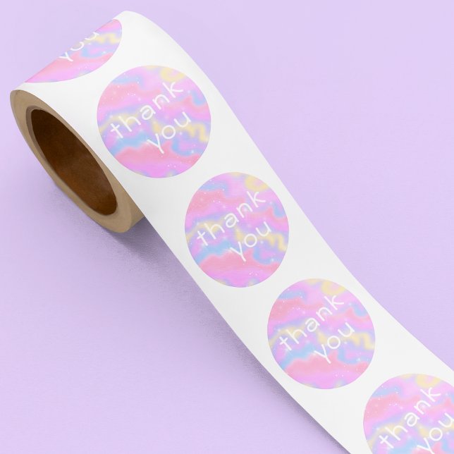 Cute Colourful Rainbow Thank You Classic Round Sticker (Creator Uploaded)