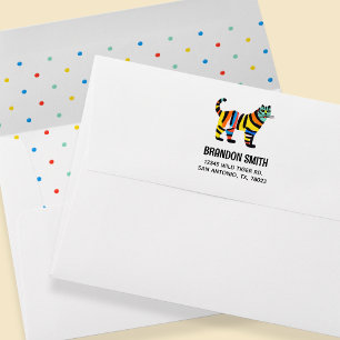 Cute Colourful Rainbow Tiger Birthday Party Envelope