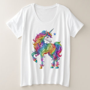 Cute, Colourful Rainbow unicorn Plus Size T-Shirt