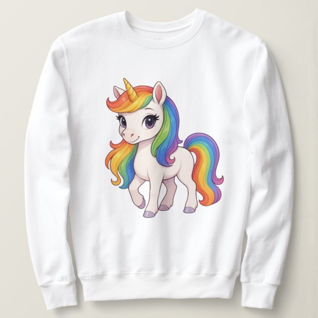 Cute, Colourful Rainbow unicorn  Sweatshirt (Design Front)