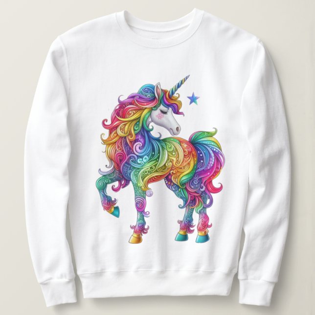 Cute, Colourful Rainbow unicorn Sweatshirt (Design Front)