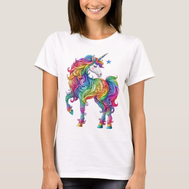 Cute, Colourful Rainbow unicorn T-Shirt (Front)