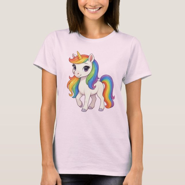 Cute, Colourful Rainbow unicorn  T-Shirt (Front)