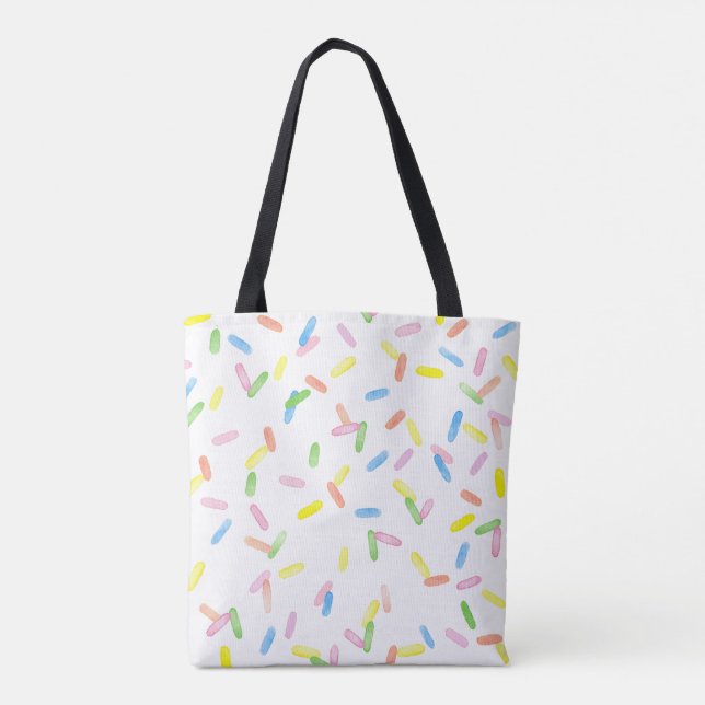 Cute colourful rainbow watercolor sprinkles fun tote bag (Back)