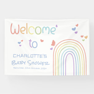 Cute Colourful Rainbow with Hearts Baby Shower Banner
